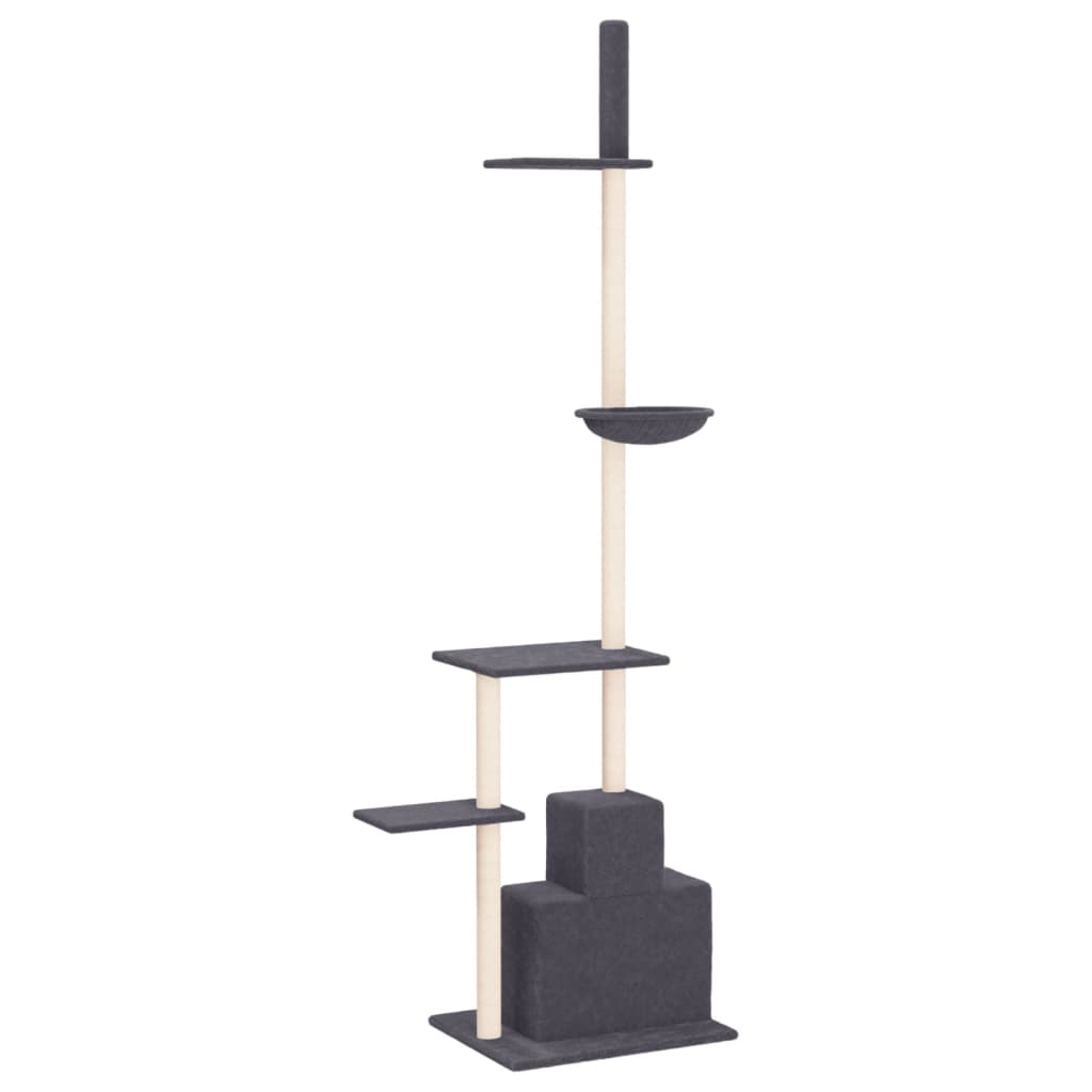 Albero per Gatti Pavimento Soffitto Grigio Scuro 250,5-276,5 cm