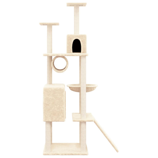 Albero per Gatti con Tiragraffi in Sisal Crema 168 cm