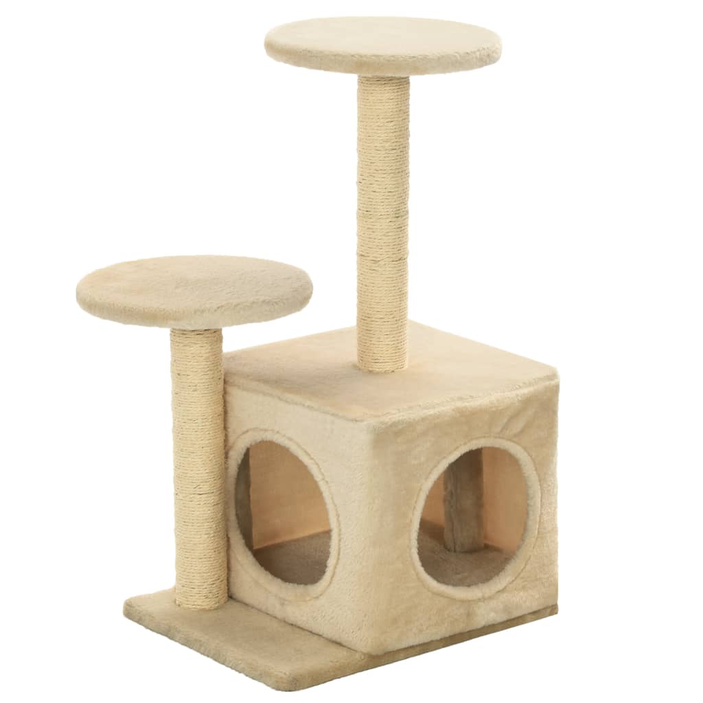 Albero per Gatti con Pali Tiragraffi in Sisal 60 cm Beige