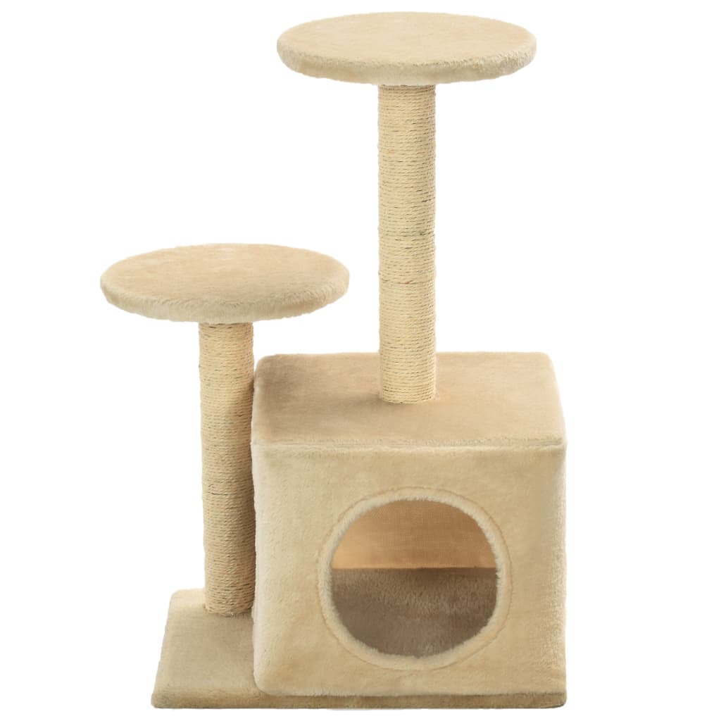 Albero per Gatti con Pali Tiragraffi in Sisal 60 cm Beige