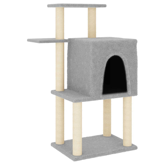 Albero per Gatti con Tiragraffi in Sisal Grigio Chiaro 97 cm