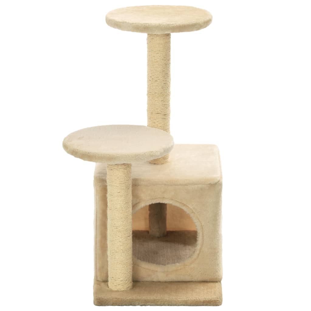 Albero per Gatti con Pali Tiragraffi in Sisal 60 cm Beige