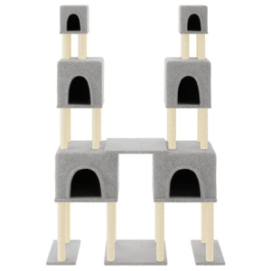 Albero per Gatti con Tiragraffi in Sisal Grigio Chiaro 199 cm