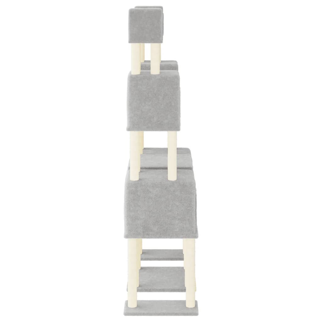 Albero per Gatti con Tiragraffi in Sisal Grigio Chiaro 199 cm