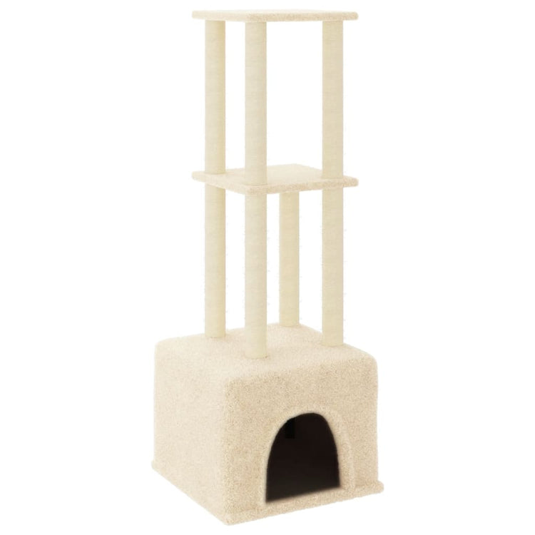 Albero per Gatti con Tiragraffi in Sisal Crema 133,5 cm