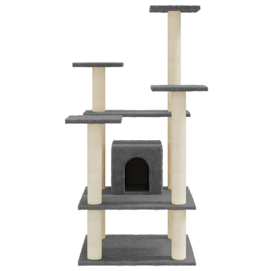 Albero per Gatti con Tiragraffi in Sisal Grigio Scuro 110 cm