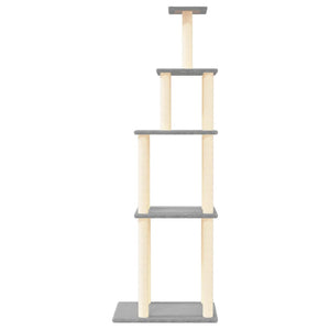 Albero per Gatti con Tiragraffi in Sisal Grigio Chiaro 183 cm