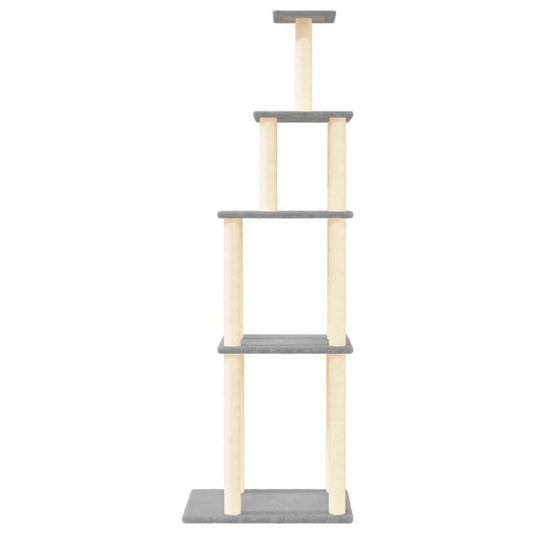 Albero per Gatti con Tiragraffi in Sisal Grigio Chiaro 183 cm