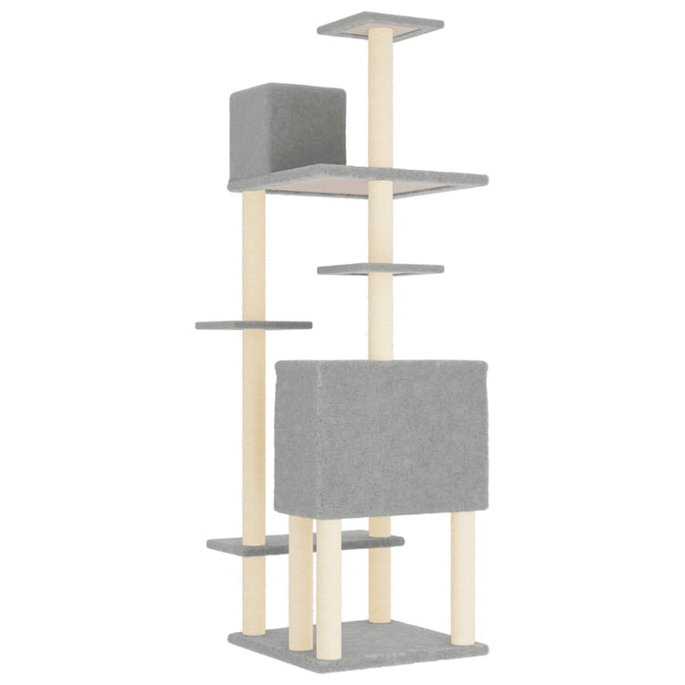 Albero per Gatti con Tiragraffi in Sisal Grigio Chiaro 154 cm