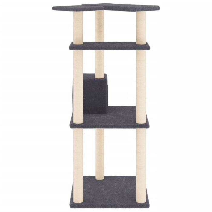 Albero per Gatti con Tiragraffi in Sisal Grigio Scuro 123 cm