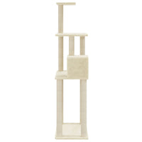 Albero per Gatti con Tiragraffi in Sisal Crema 147 cm