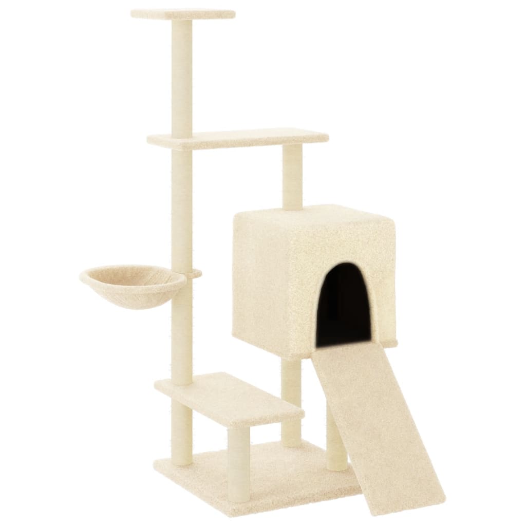 Albero per Gatti con Tiragraffi in Sisal Crema 130,5 cm