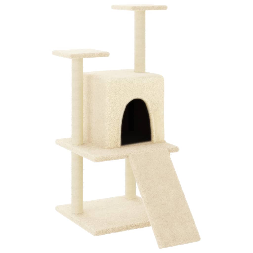 Albero per Gatti con Tiragraffi in Sisal Crema 110 cm