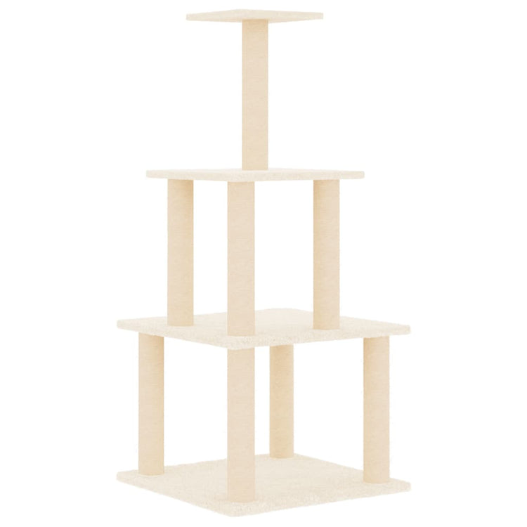 Albero per Gatti con Tiragraffi in Sisal Crema 111 cm