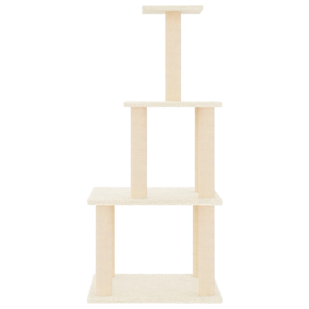 Albero per Gatti con Tiragraffi in Sisal Crema 111 cm