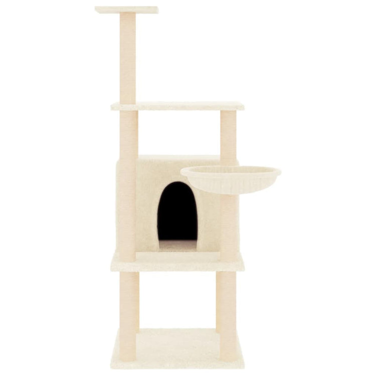 Albero per Gatti con Tiragraffi in Sisal Crema 132 cm