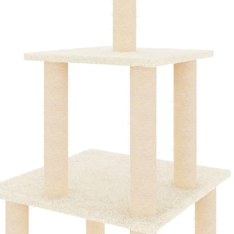 Albero per Gatti con Tiragraffi in Sisal Crema 111 cm