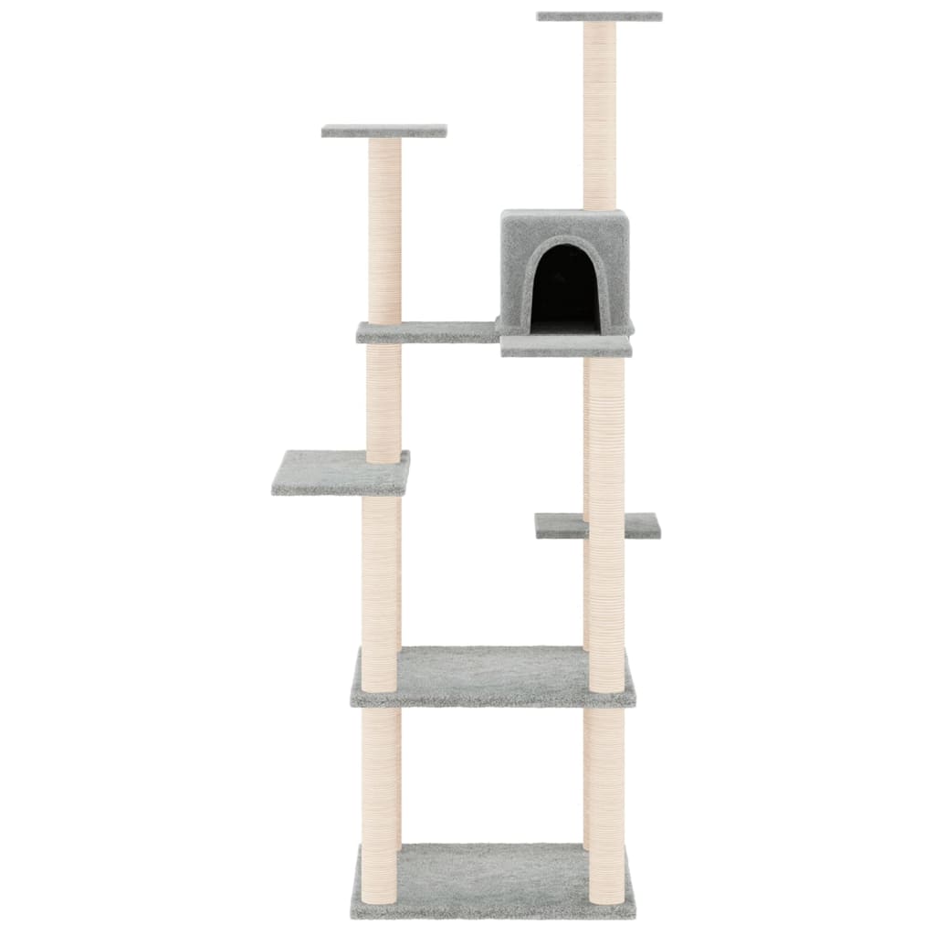 Albero per Gatti con Tiragraffi in Sisal Grigio Chiaro 153 cm