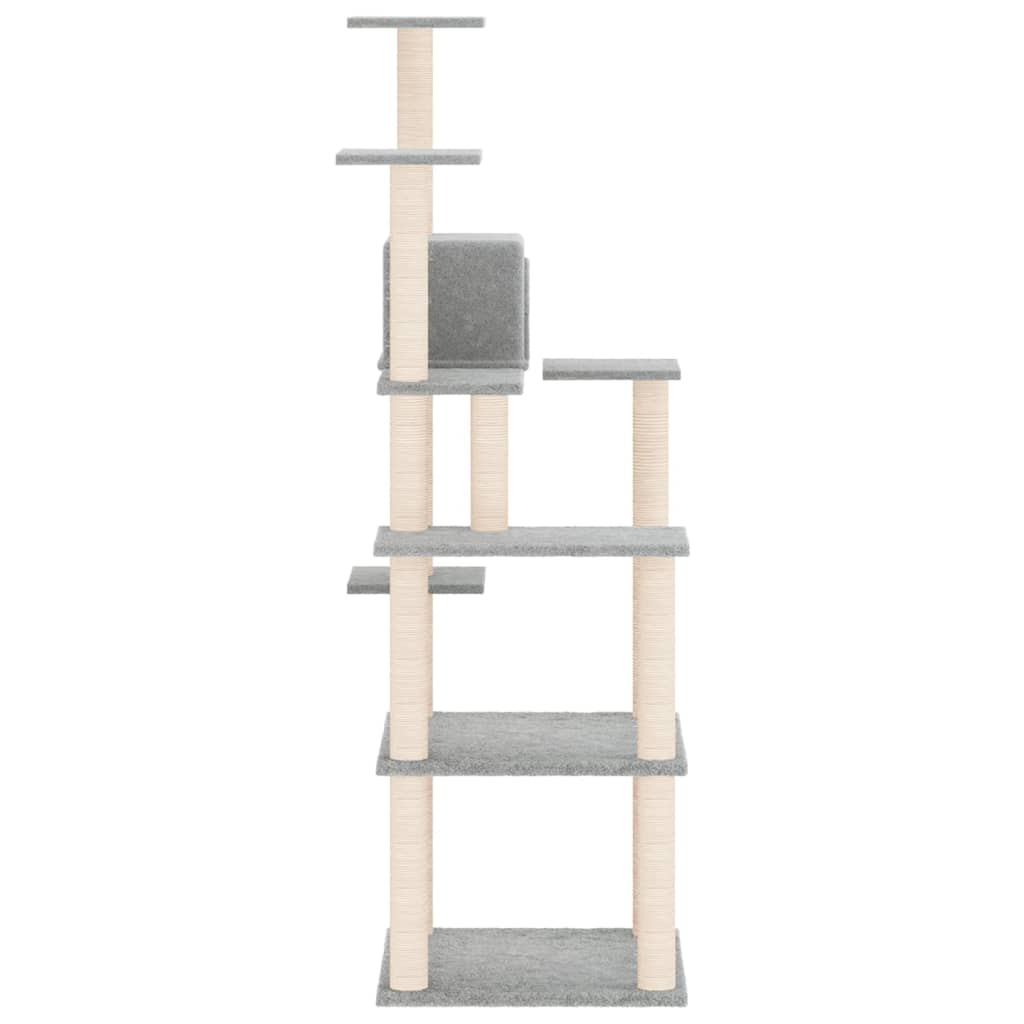 Albero per Gatti con Tiragraffi in Sisal Grigio Chiaro 153 cm