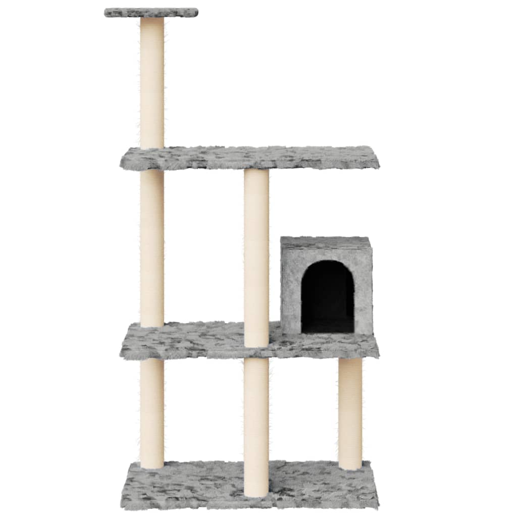 Albero per Gatti con Tiragraffi in Sisal Grigio Chiaro 119 cm