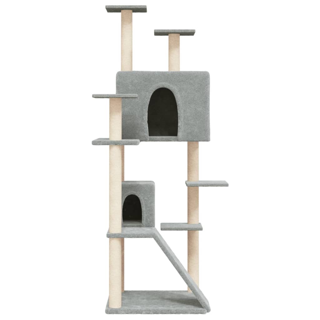 Albero per Gatti con Tiragraffi in Sisal Grigio Chiaro 153 cm