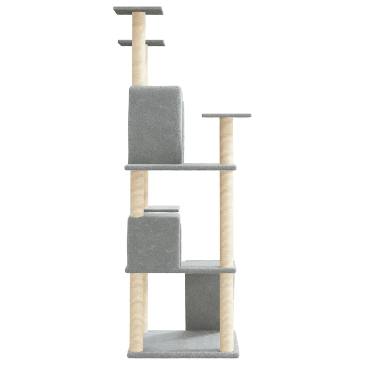 Albero per Gatti con Tiragraffi in Sisal Grigio Chiaro 153 cm