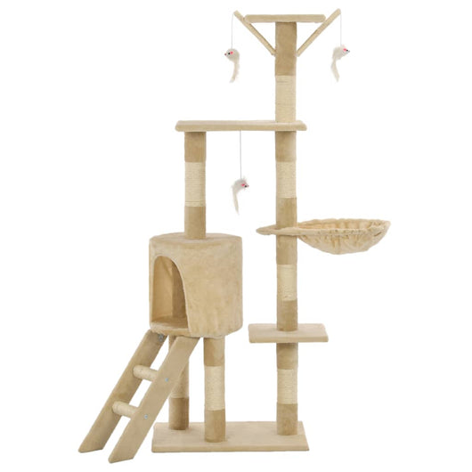 Albero per Gatti con Tiragraffi in Sisal 138 cm Beige