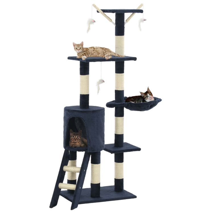 Albero per Gatti con Tiragraffi in Sisal 138 cm Blu Scuro