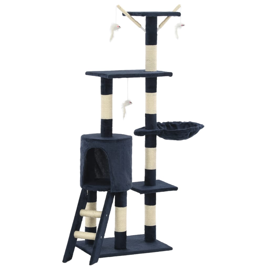 Albero per Gatti con Tiragraffi in Sisal 138 cm Blu Scuro