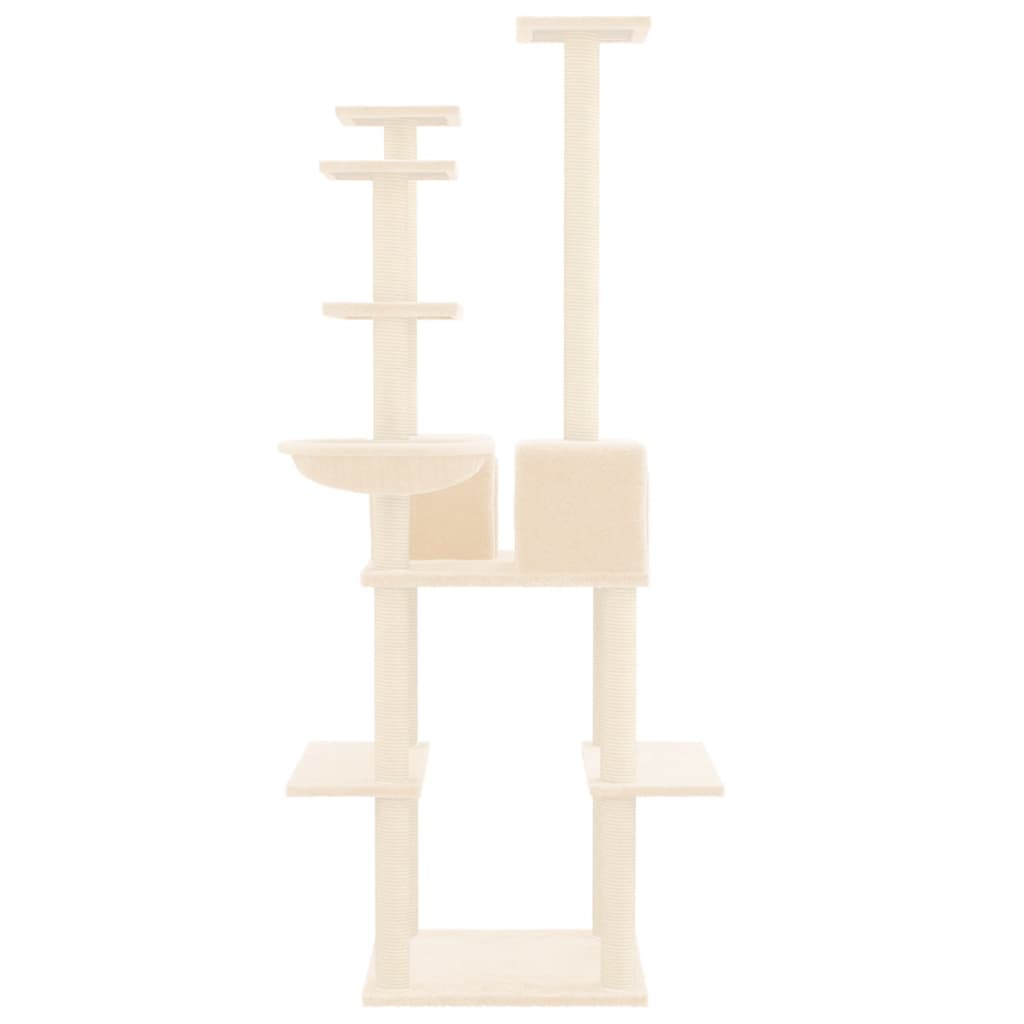 Albero per Gatti con Tiragraffi in Sisal Crema 167 cm