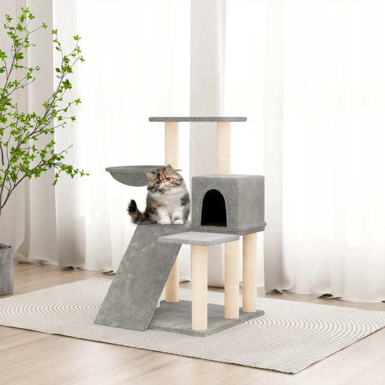 Albero per Gatti con Tiragraffi in Sisal Grigio Chiaro 82 cm