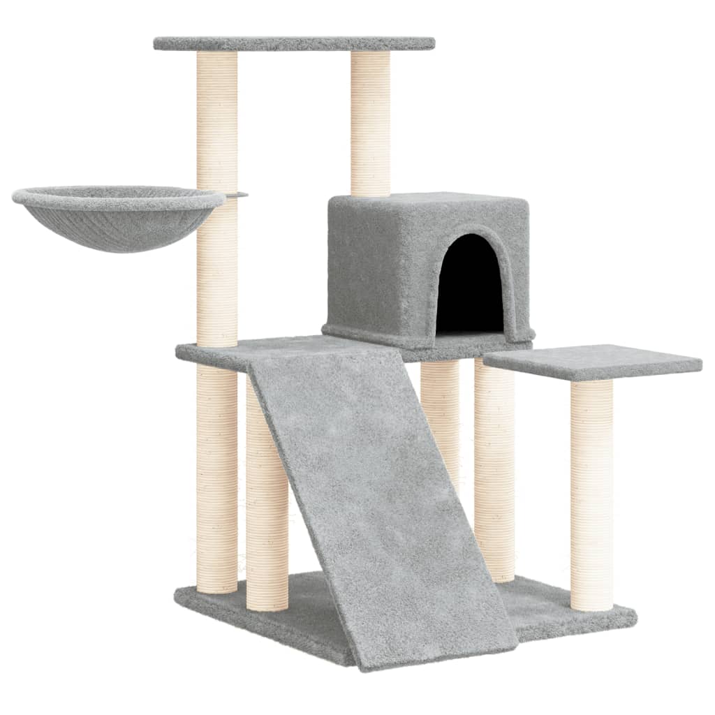 Albero per Gatti con Tiragraffi in Sisal Grigio Chiaro 82 cm