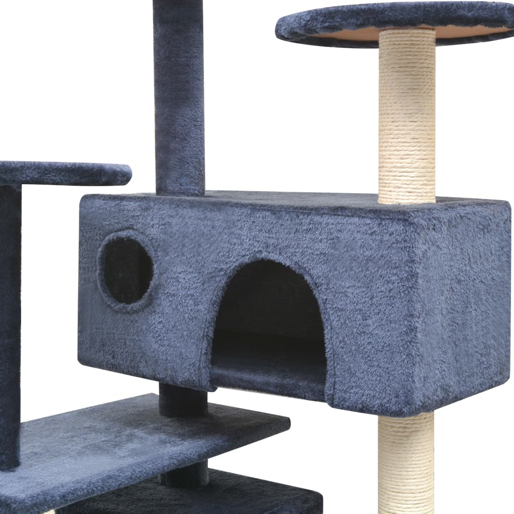 Albero per Gatti con Tiragraffi in Sisal 125 cm Blu Scuro