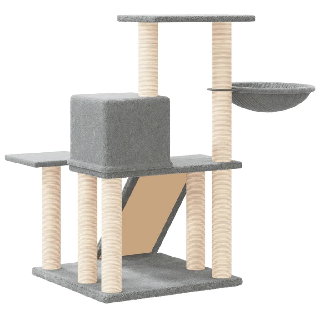 Albero per Gatti con Tiragraffi in Sisal Grigio Chiaro 82 cm