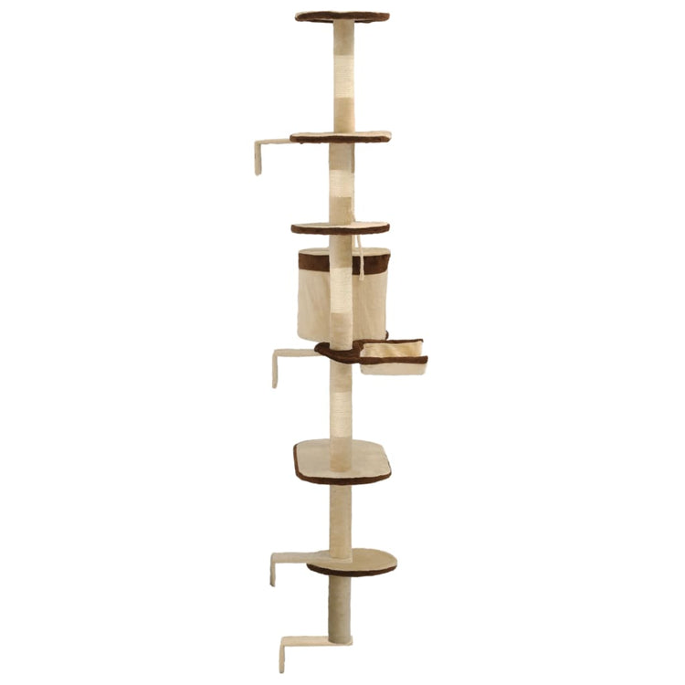 Albero Gatti Tiragraffi in Sisal a Muro 194 cm Beige e Marrone