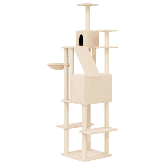 Albero per Gatti con Tiragraffi in Sisal Crema 201 cm