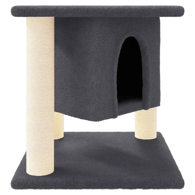 Albero per Gatti con Tiragraffi in Sisal Grigio Scuro 37 cm