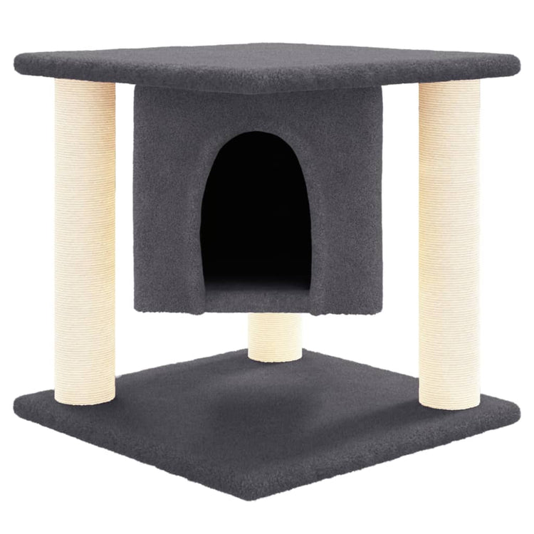 Albero per Gatti con Tiragraffi in Sisal Grigio Scuro 37 cm