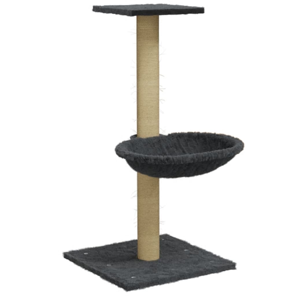 Albero per Gatti con Palo Tiragraffi Sisal Grigio Scuro 74 cm