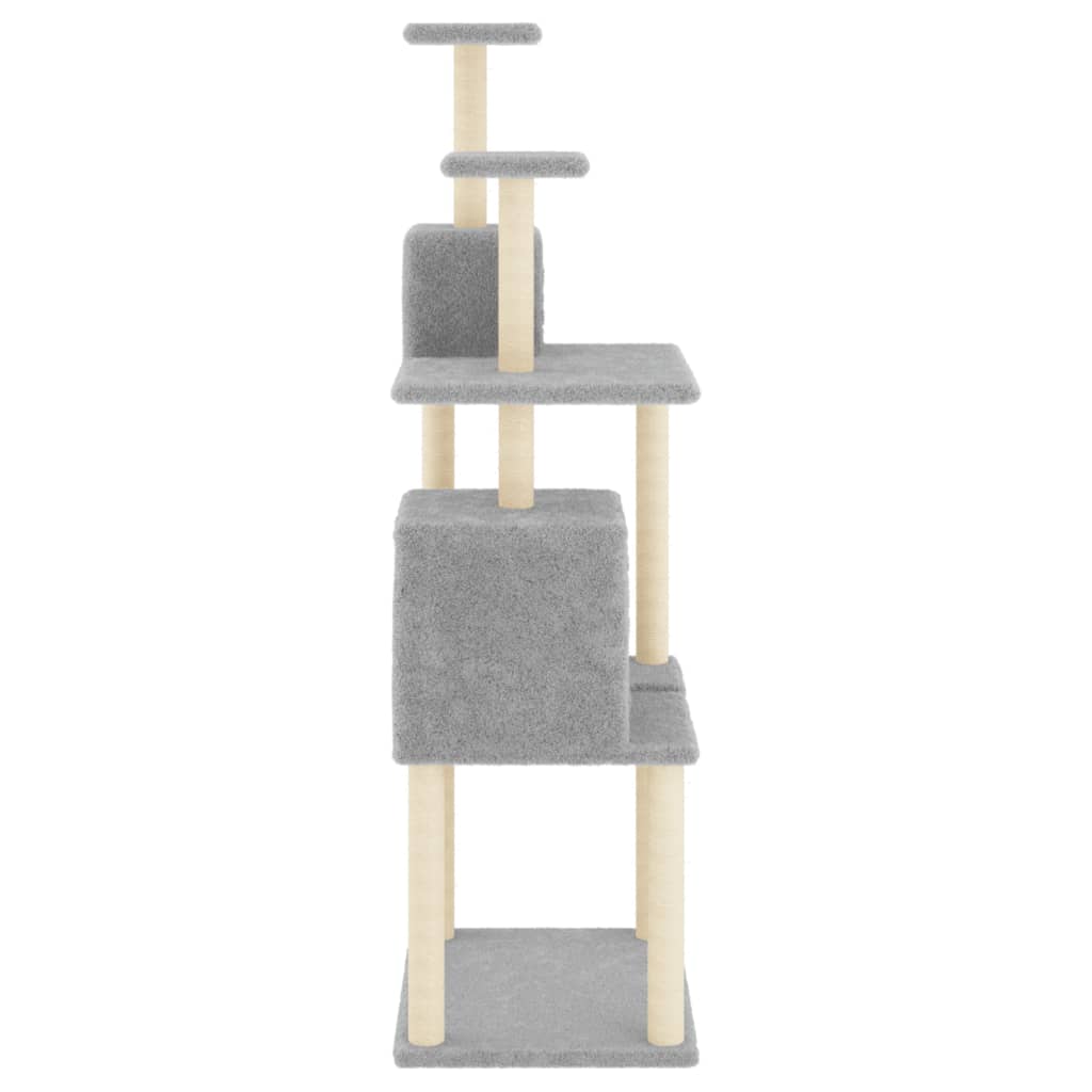 Albero per Gatti con Tiragraffi in Sisal Grigio Chiaro 167 cm