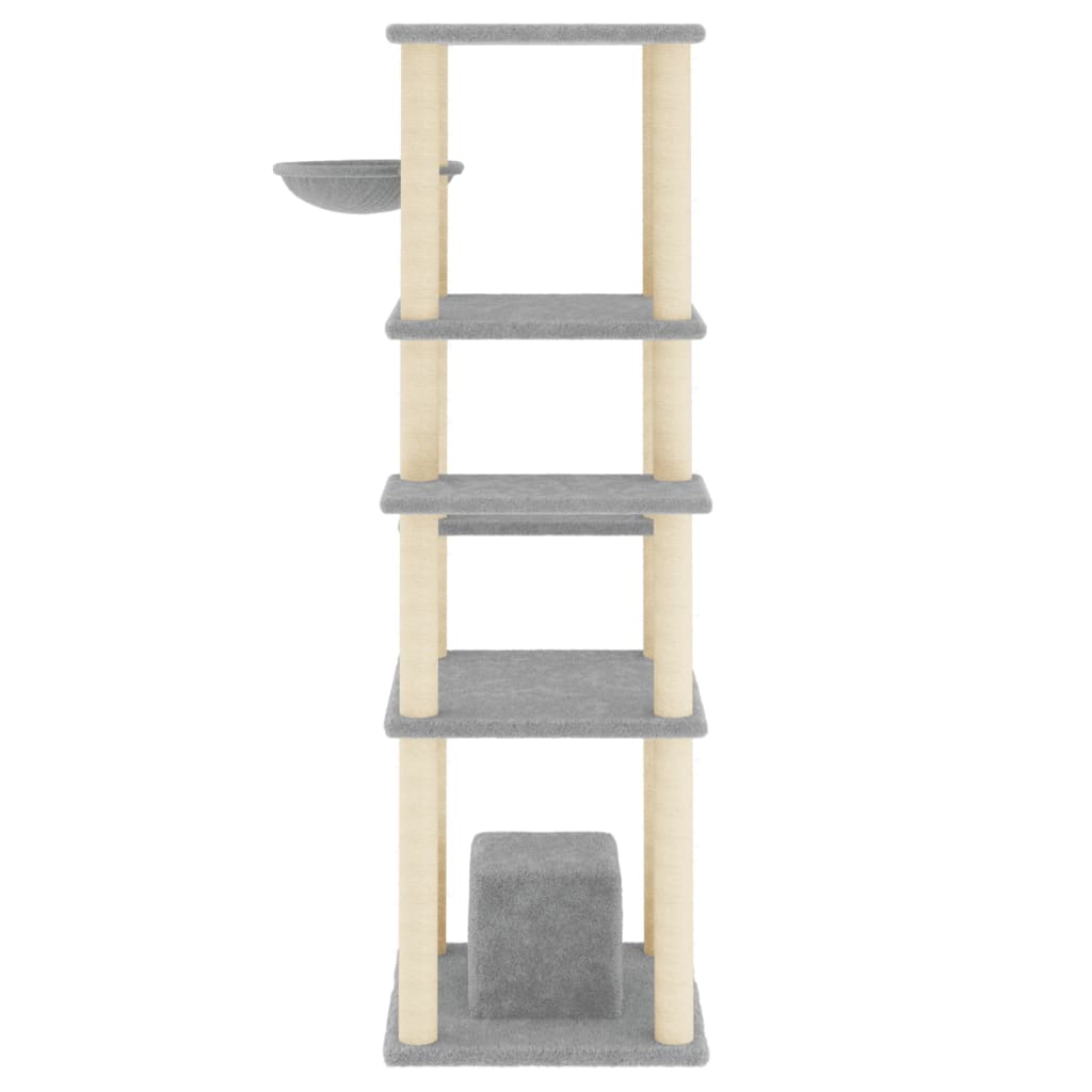 Albero per Gatti con Tiragraffi in Sisal Grigio Chiaro 154 cm