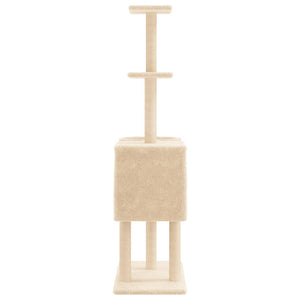 Albero per Gatti con Tiragraffi in Sisal Crema 145 cm