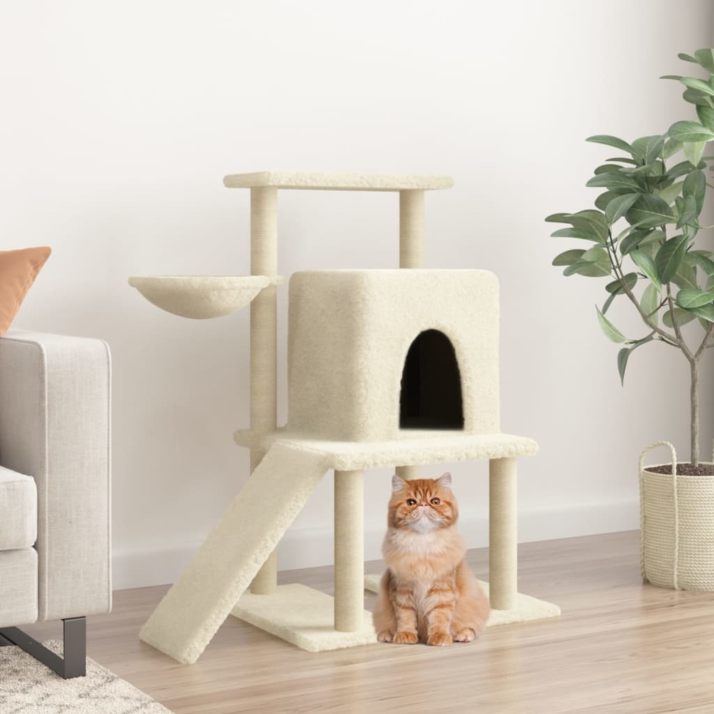 Albero per Gatti con Tiragraffi in Sisal Crema 96,5 cm