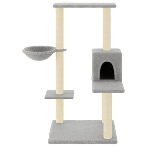 Albero per Gatti con Tiragraffi in Sisal Grigio Chiaro 95 cm