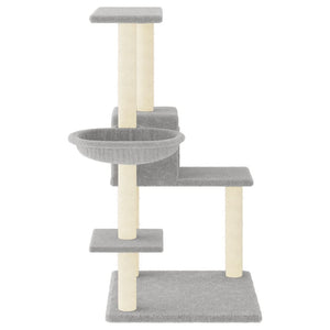 Albero per Gatti con Tiragraffi in Sisal Grigio Chiaro 95 cm