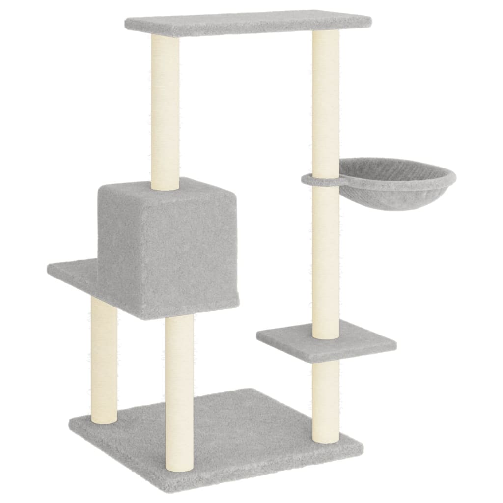 Albero per Gatti con Tiragraffi in Sisal Grigio Chiaro 95 cm