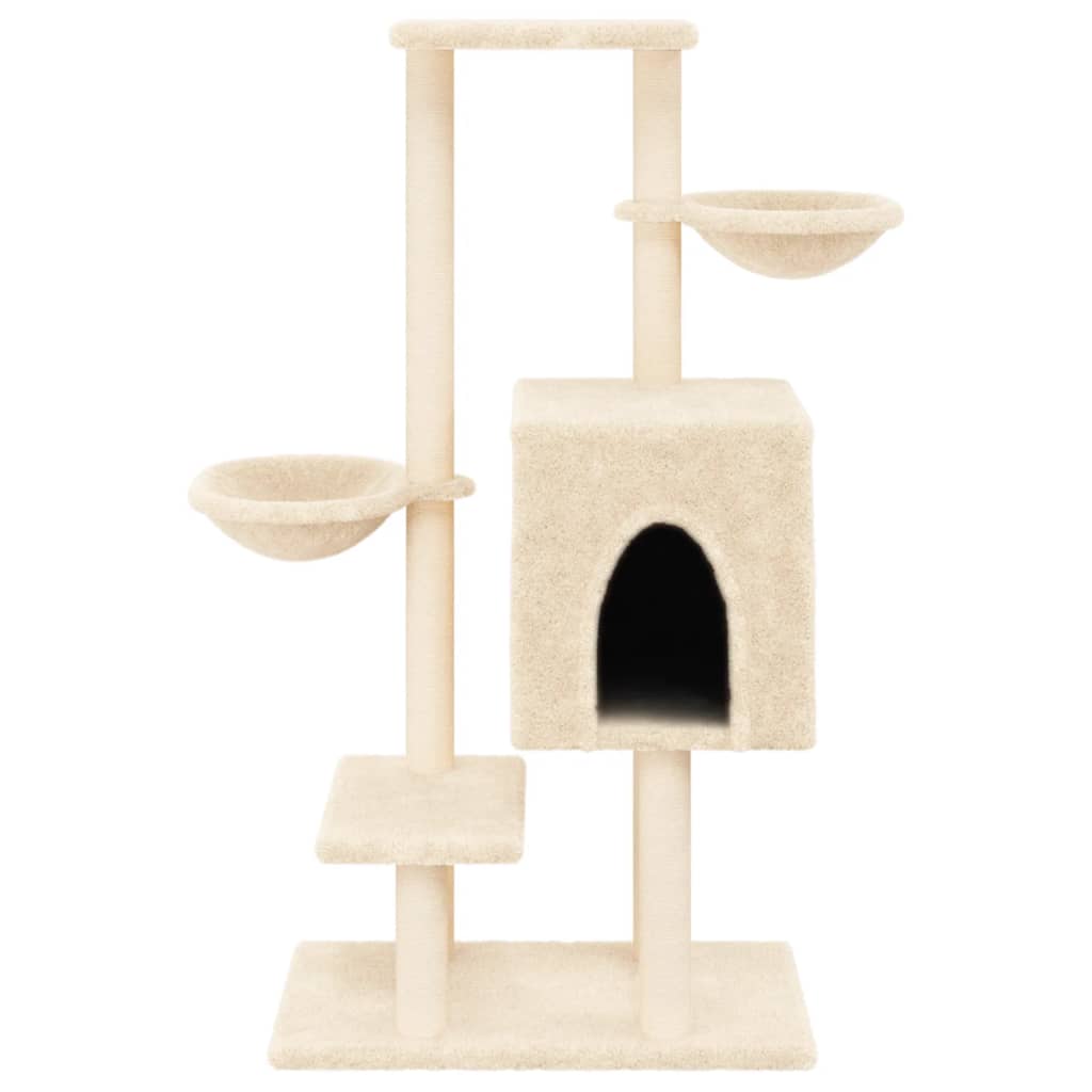 Albero per Gatti con Tiragraffi in Sisal Crema 117 cm