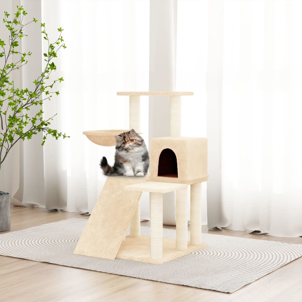 Albero per Gatti con Tiragraffi in Sisal Crema 82 cm