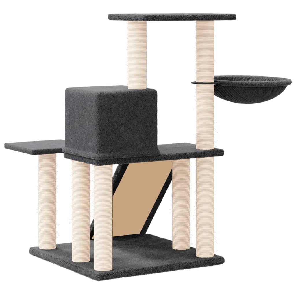 Albero per Gatti con Tiragraffi in Sisal Grigio Scuro 82 cm