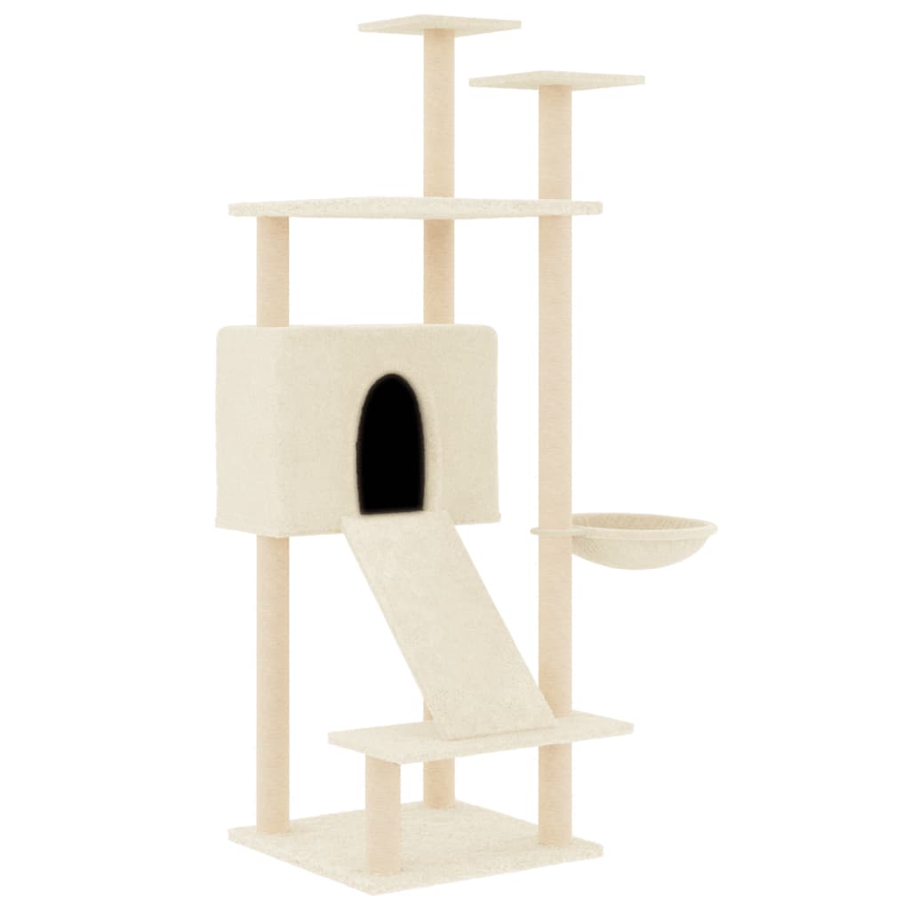 Albero per Gatti con Tiragraffi in Sisal Crema 153 cm